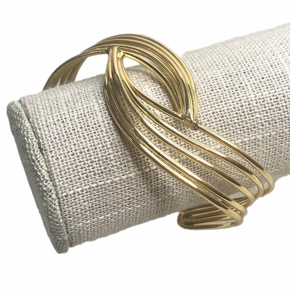 Vintage Gold Ocean Wave Cuff Bracelet